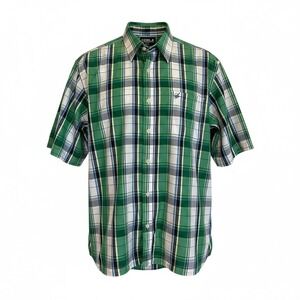 South Pole Mens XL Green Plaid Short Sleeve Button Up Shirt Authentic Collection